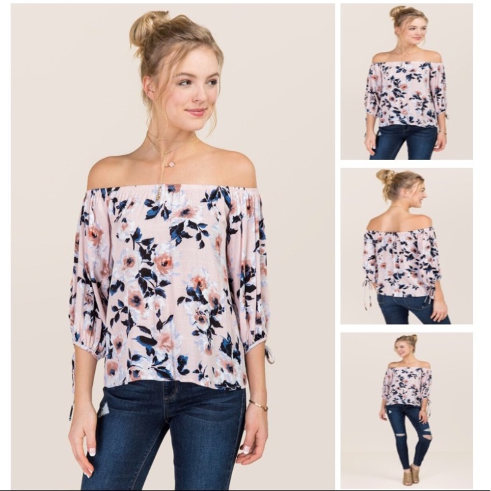 Francescas Giselle Floral Off The Shoulder Top